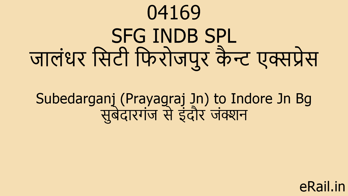 04169 SFG INDB SPL Train Route
