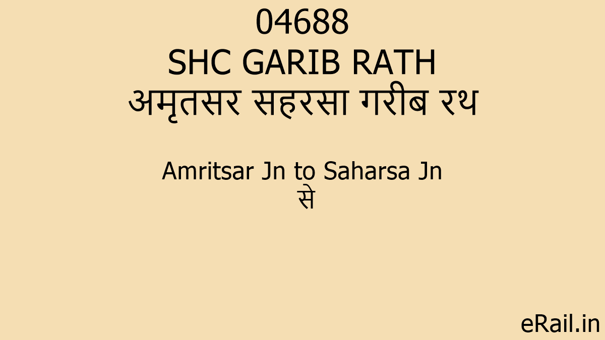 Sch Garib Rath 04688 SHC GARIB RATH Train Route