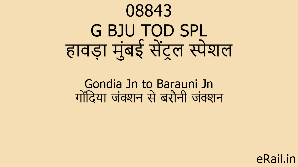 08843 G BJU TOD SPL Train Route