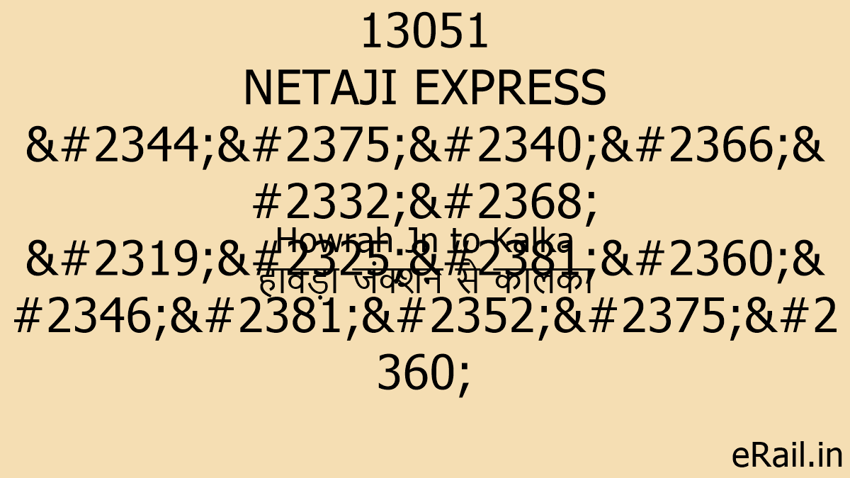 Netaji Express First Class 13051 NETAJI EXPRESS Train Route