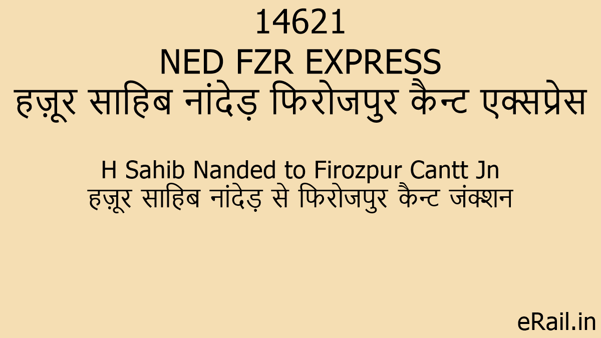 14621 NED FZR EXPRESS Train Route