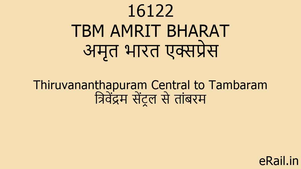 16122 TBM AMRIT BHARAT Train Route