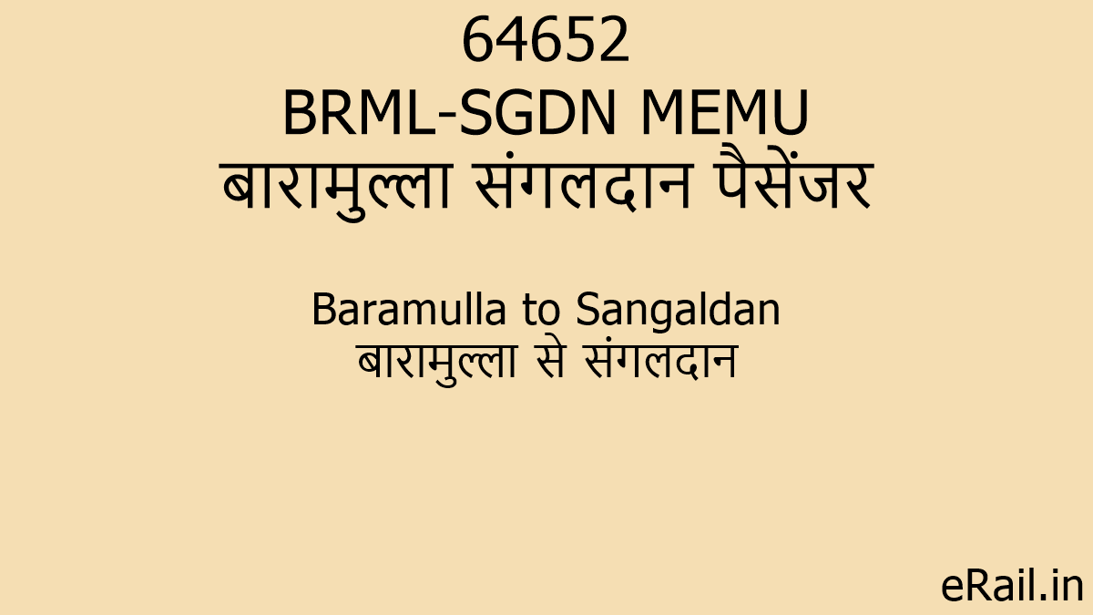 64652 BRML-SGDN MEMU Train Route